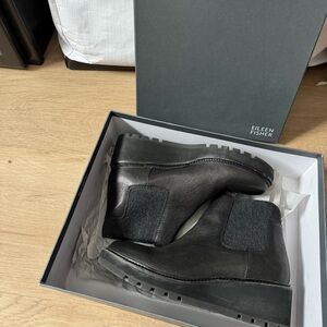 Eileen Fisher Black Leather Ankle Boots